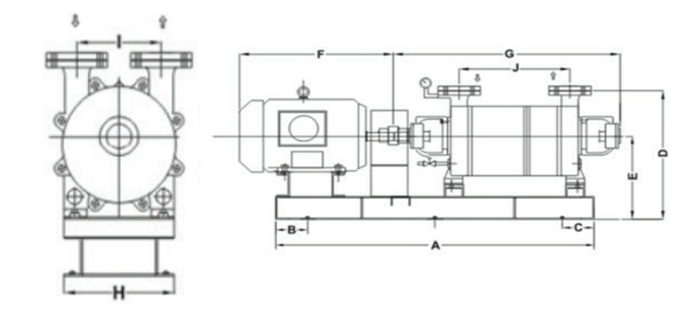 Drawing Two Stage Liquid Ring Vacuum Pump